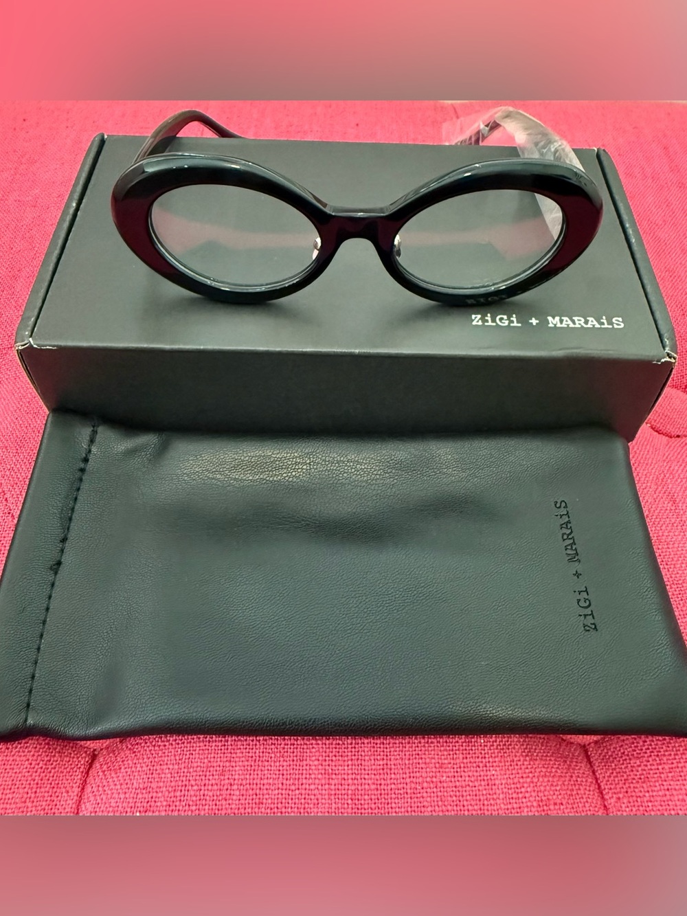 Zigi + Marais Black Oval Frame Glasses